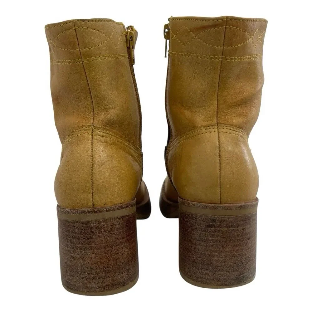 Frye Villager Platform Boots Size 9 Banana Yellow Leather Vintage Y2K 77320 - Picture 5 of 8
